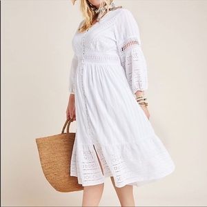 Anthropologie Plus Ebba Eyelet Midi Dress
